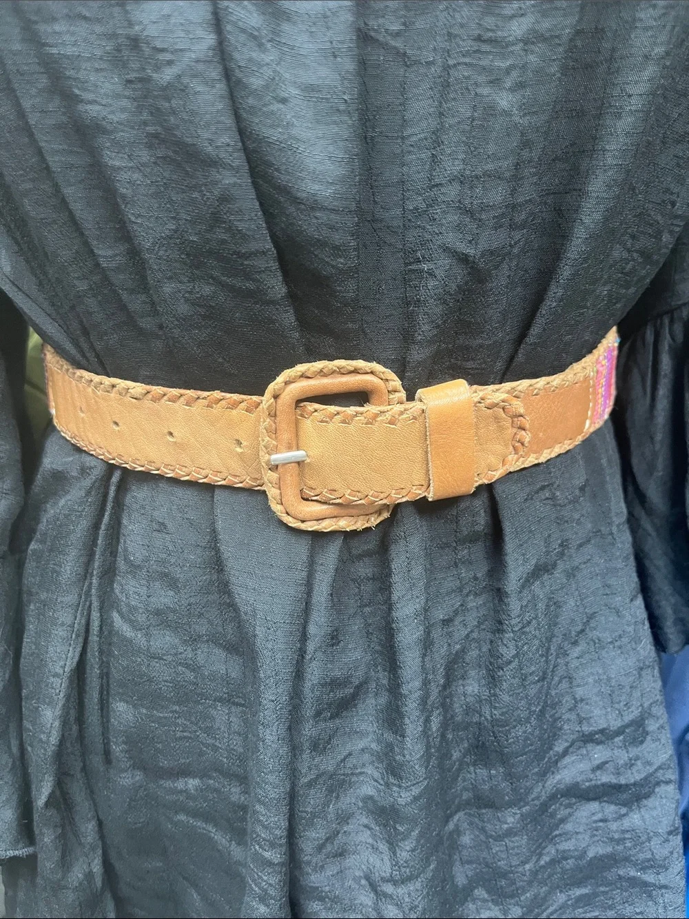 Lands End Vintage Handwoven Textile Belt Serape Southwestern Size 26
